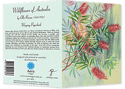front and back of 'Weeping Paperbark' greetings card
