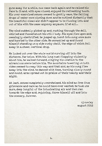 an old, typewritten sheet of paper - page 3 of 'into the scenery' by julian cowley.